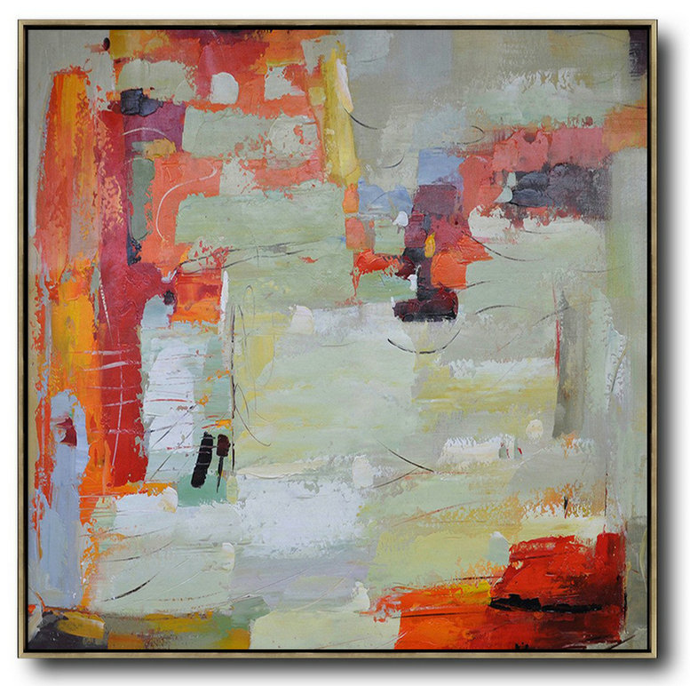 Extra Large Painting,Oversized Contemporary Art,Original Art Acrylic Painting,Red,Orange,Yellow,Green Mint.etc